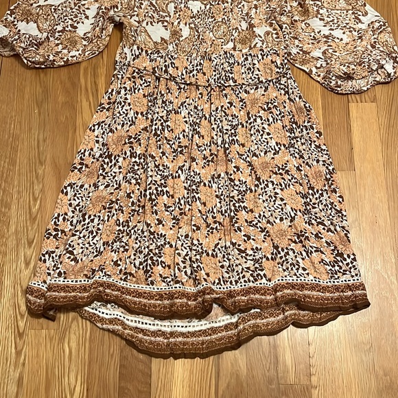 Orange Rust Floral Boho Peasant Flowy Dress‎ large - Picture 11 of 13